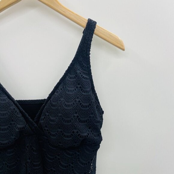 Swim Solutions Womens 14 Crochet Tummy-Control Flyaway One Piece Swimdress 1786 - Picture 3 of 7